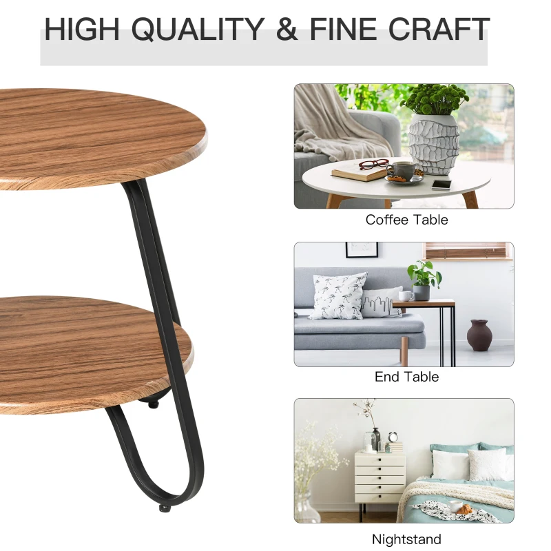 HOMCOM Metal Frame 2-Tier Particle Board Coffee Table