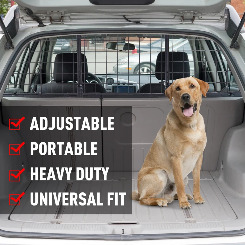 PawHut Heavy Duty Pet Dog Car Barrier Adjustable Ventilated Mesh Wire Guard Protector
