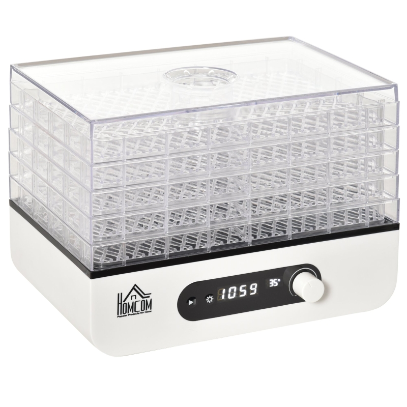 Dehydrator Suszarka z 5 poziomami 72-godzinny timer 400 W biały
