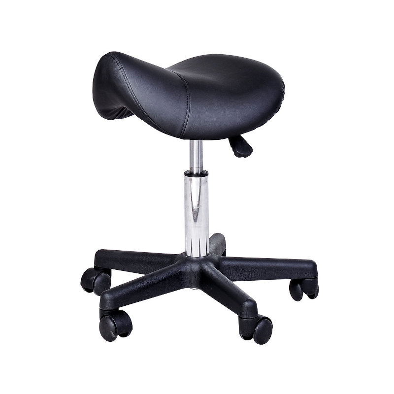 HOMCOM PU Leather Height Adjustable Saddle Stool Black