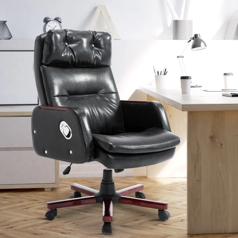 HOMCOM PU Leather Adjustable Office Chair-Black