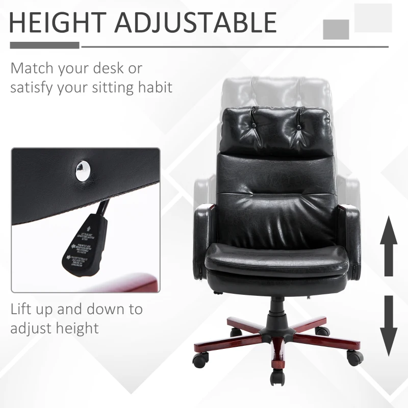 HOMCOM PU Leather Adjustable Office Chair-Black
