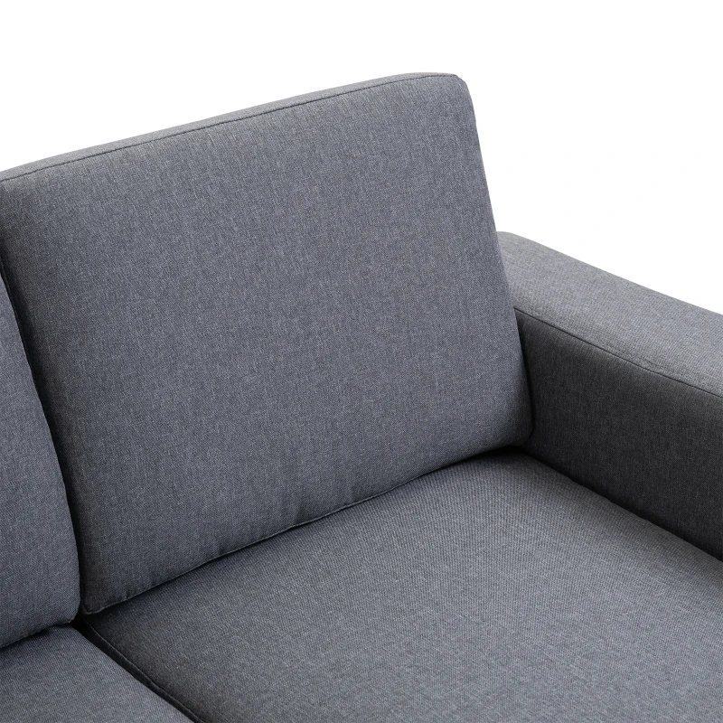 HOMCOM Modern Double Seat Sofa Compact Loveseat Couch Padded Linen Upholstery Steel Leg Grey