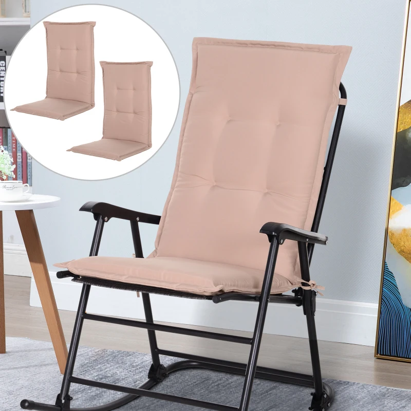 Outsunny Polyester High Back Outdoor Garden Chair Replacement Cushion Beige