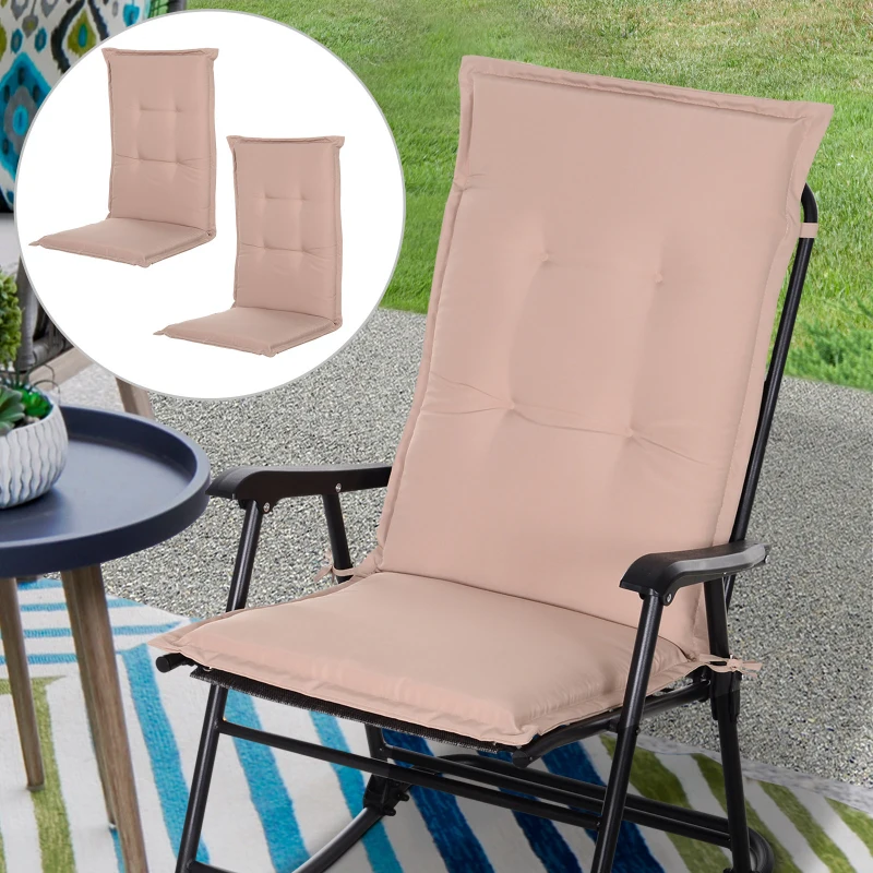 Outsunny Polyester High Back Outdoor Garden Chair Replacement Cushion Beige