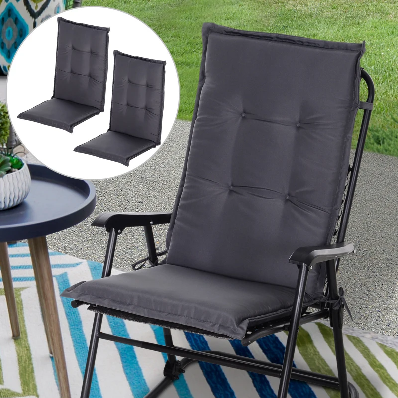 Outsunny Polyester High Back Outdoor Garden Chair Replacement Cushion Grey