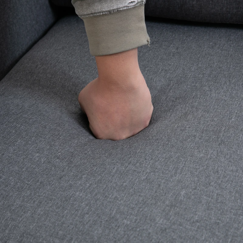 HOMCOM Modern Double Seat Sofa Compact Loveseat Couch Padded Linen Upholstery Steel Leg Grey