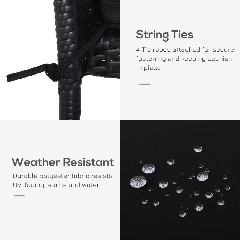 Outsunny Set of 6 Chair Cushion Seat Pads Dining Chair w/ Straps Indoor Outdoor