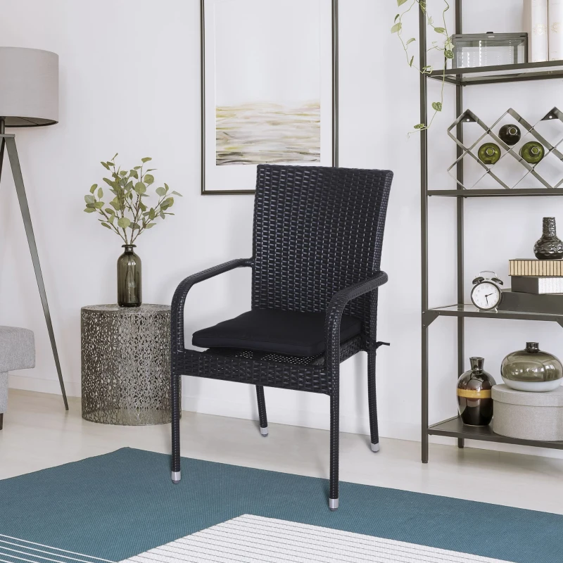 Outsunny Set of 6 Chair Cushion Seat Pads Dining Chair w/ Straps Indoor Outdoor