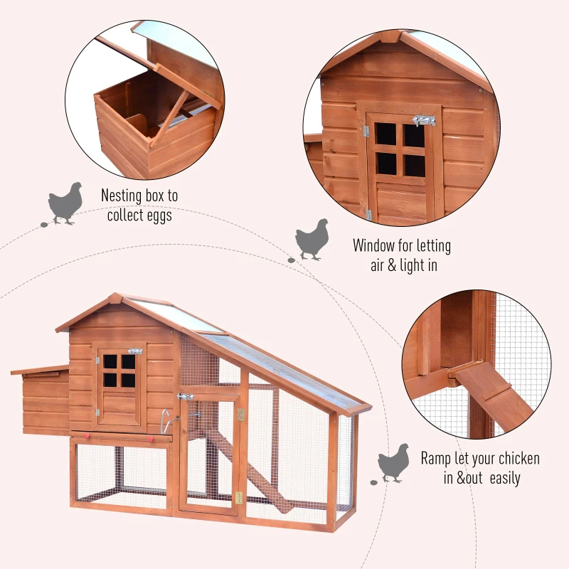 Pawhut Wooden Chicken Coop , Size (190x 66x 116cm)