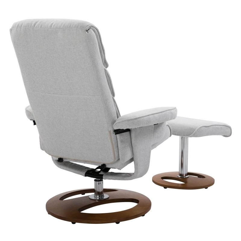 HOMCOM Recliner Chair Ottoman Set, Bent Wood Base-Grey