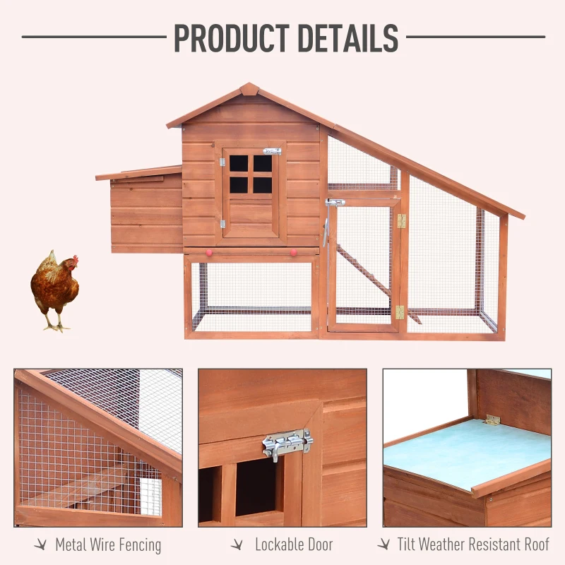 Pawhut Wooden Chicken Coop , Size (190x 66x 116cm)