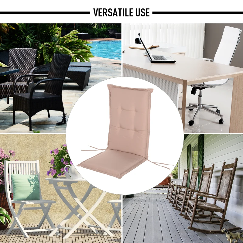 Outsunny Polyester High Back Outdoor Garden Chair Replacement Cushion Beige