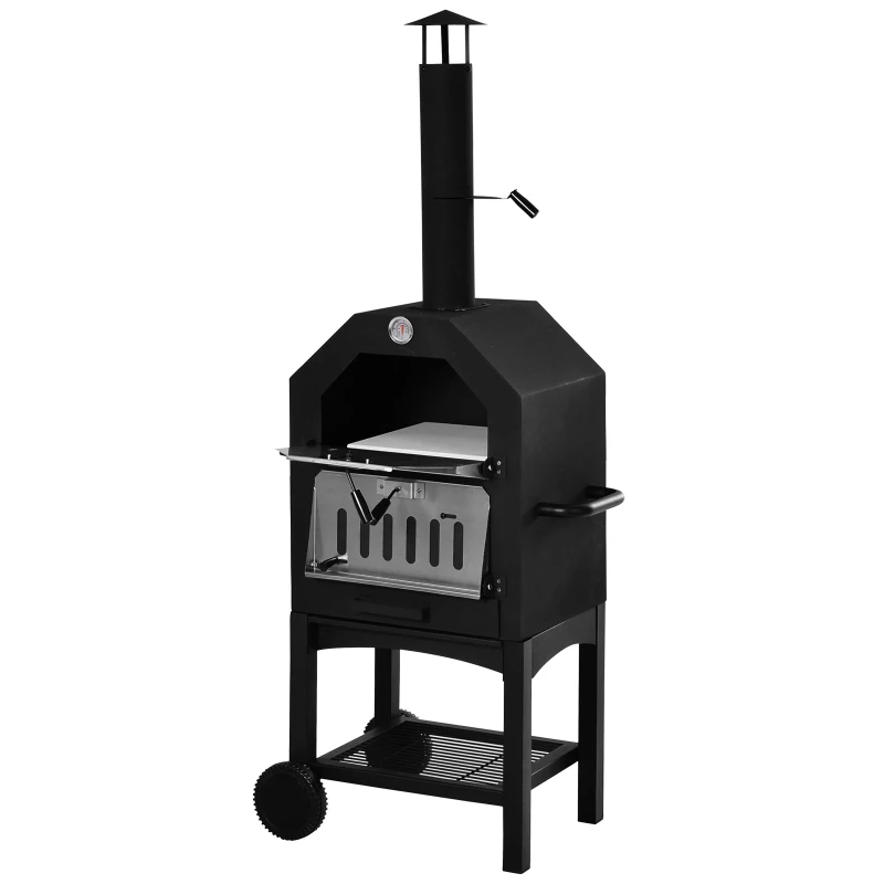 Outsunny Stainless Steel 2-Tier Outdoor Charcoal Pizza Oven