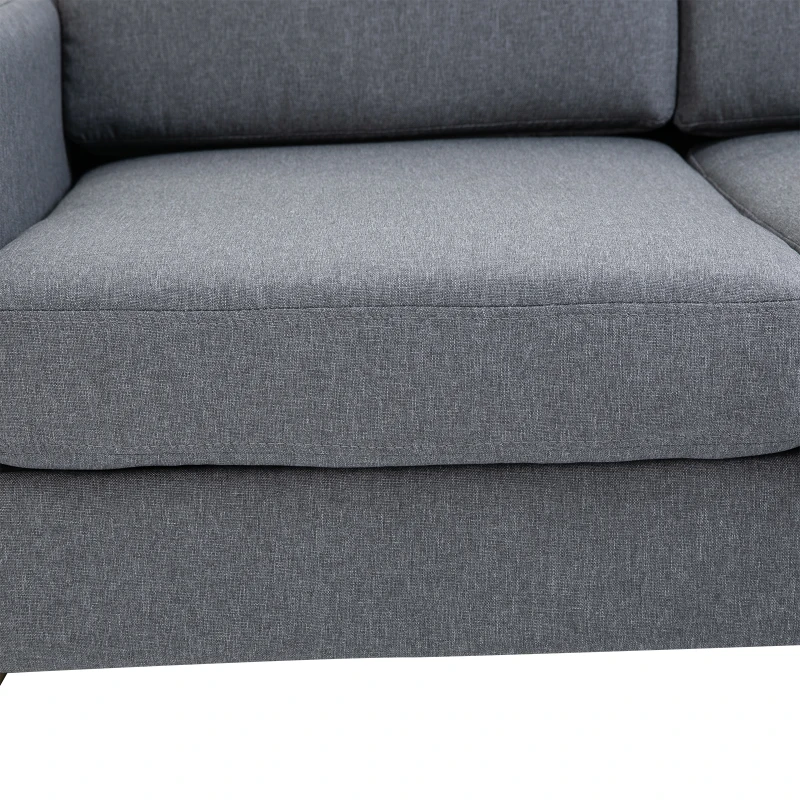 HOMCOM Modern Double Seat Sofa Compact Loveseat Couch Padded Linen Upholstery Steel Leg Grey
