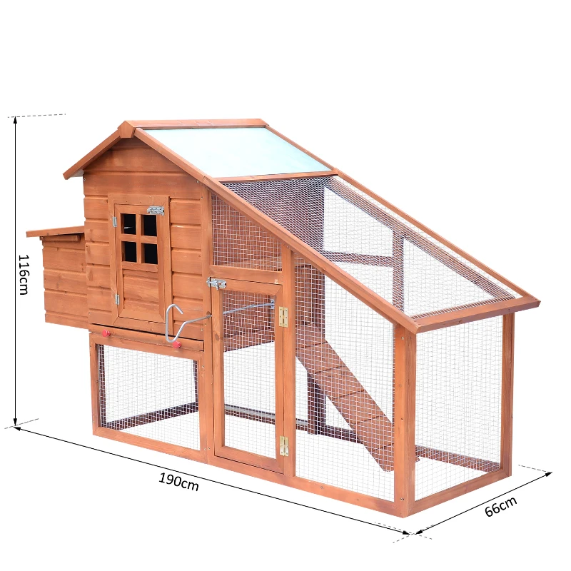 Pawhut Wooden Chicken Coop , Size (190x 66x 116cm)