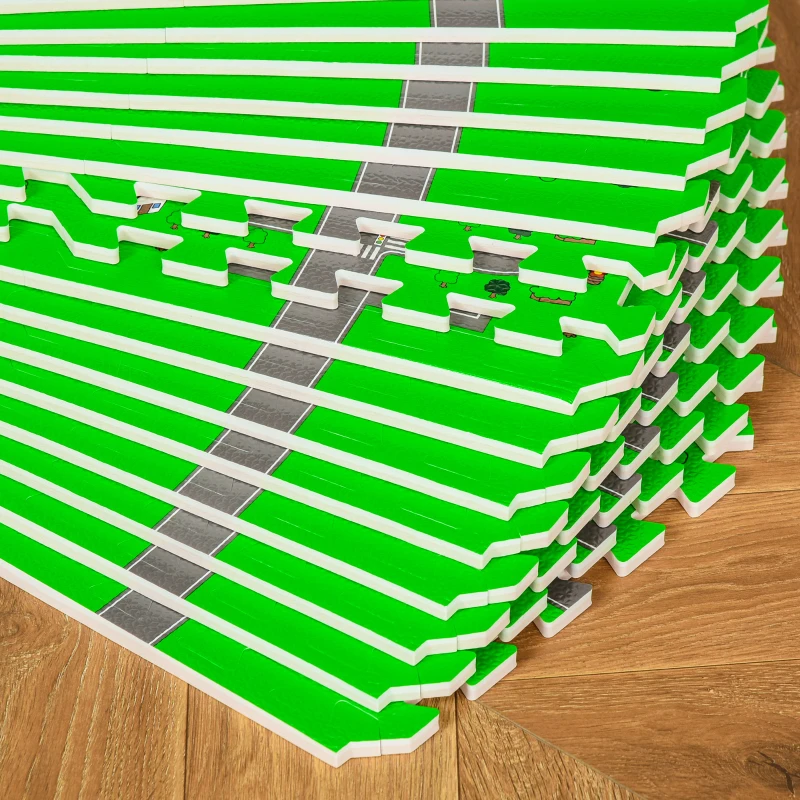 HOMCOM kinderpuzzelmat kinderspeeltapijt speeltapijt 36 stuks met 24 zijstrepen en antislip voorkant ziekenhuis winkelcentrum thema waterafstotend EVA veelkleurig 31,5 x 31,5 cm