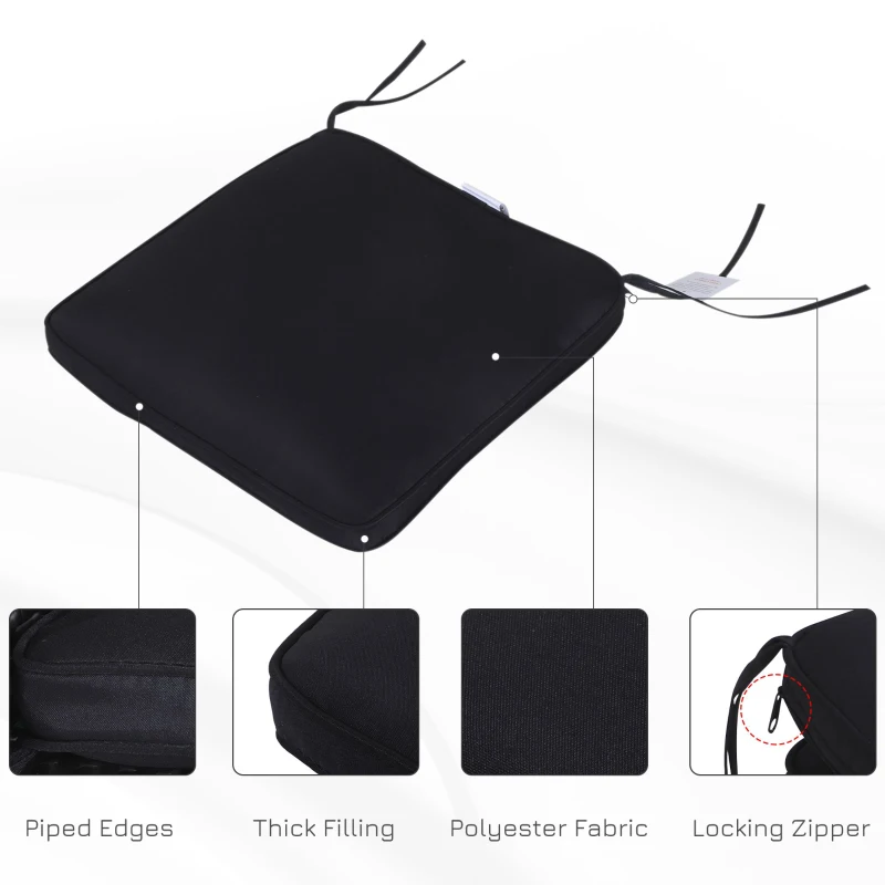 Outsunny Set of 6 Chair Cushion Seat Pads Dining Chair w/ Straps Indoor Outdoor