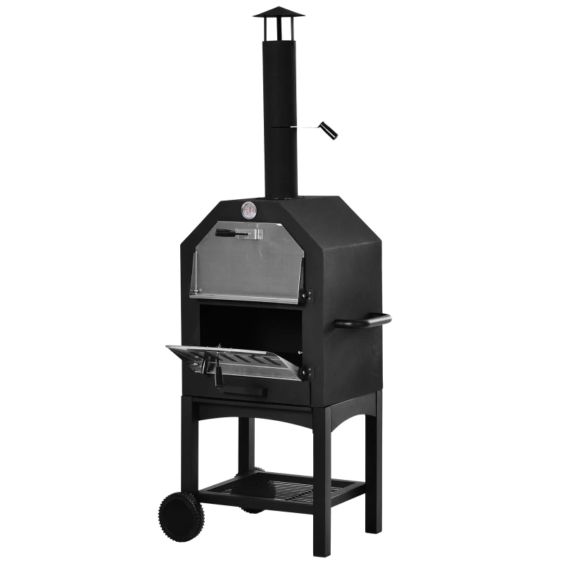 Outsunny Stainless Steel 2-Tier Outdoor Charcoal Pizza Oven