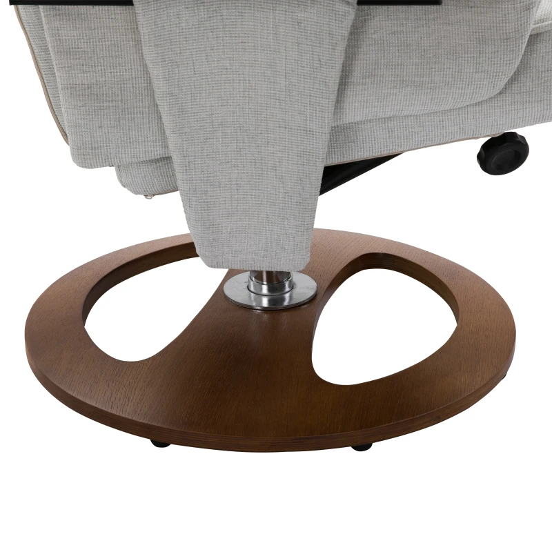 HOMCOM Recliner Chair Ottoman Set, Bent Wood Base-Grey