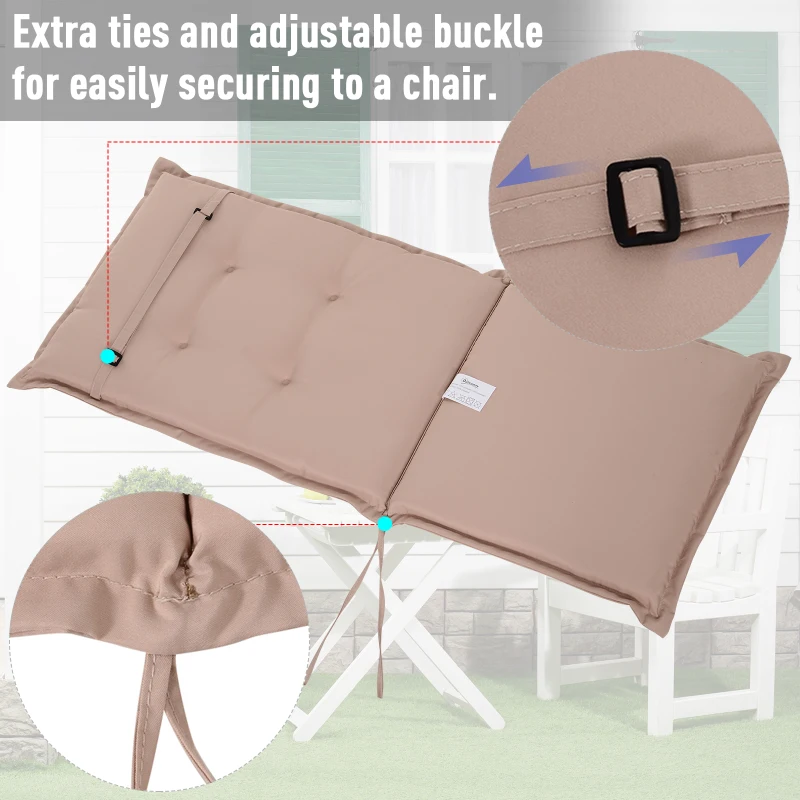 Outsunny Polyester High Back Outdoor Garden Chair Replacement Cushion Beige