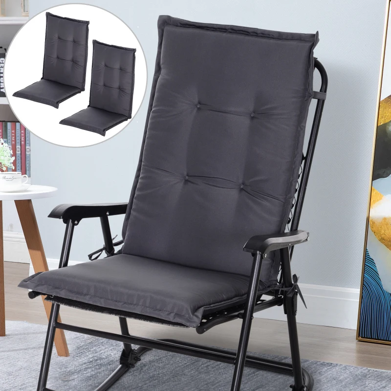 Outsunny Polyester High Back Outdoor Garden Chair Replacement Cushion Grey