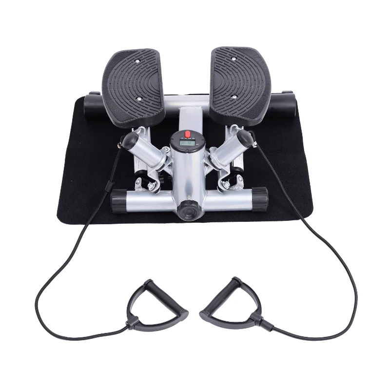 HOMCOM Mini Stepper W/Arm Cord-Black/Silver Grey