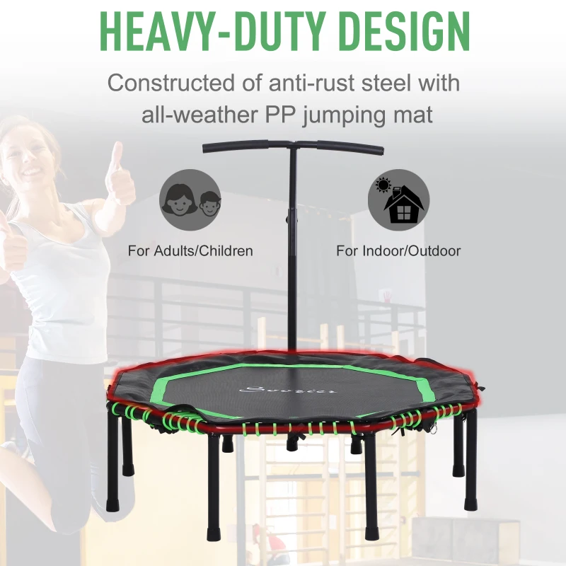 HOMCOM 48" 3.75ft Mini Hexagon Steel Frame Trampoline w/ Adjustable Handle Green