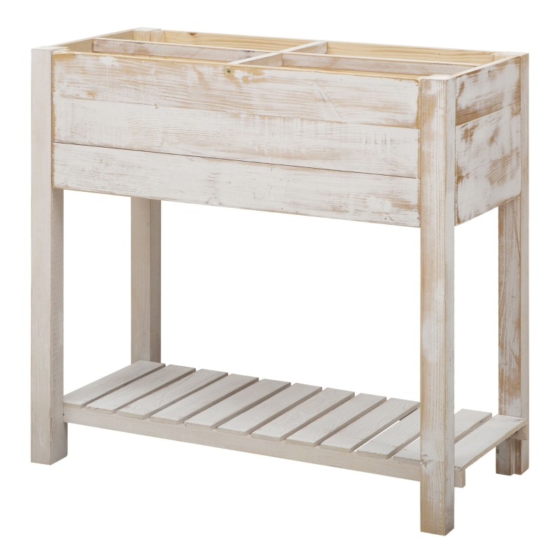 Outsunny Elevated Wooden Planter Garden Grow Box with 2 tiers, 4 Pockets
