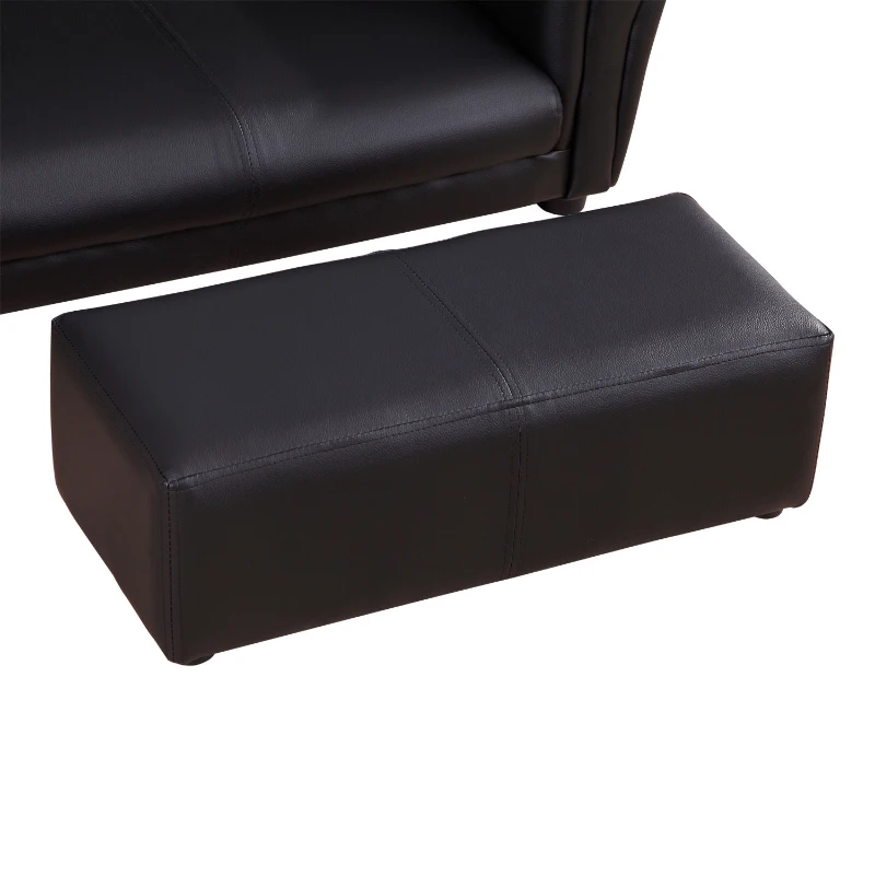 HOMCOM 2 Seater Toddler Chair Kids Twin Sofa Childrens Double Seat Chair Furniture Armchair Boys Girls Couch w/ Footstool (Black)