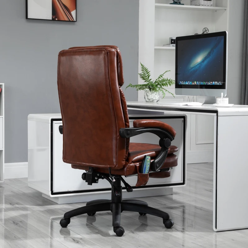 Vinsetto Faux Leather Adjustable Heated & Massaging Office Chair w/ Lumbar and Leg Support