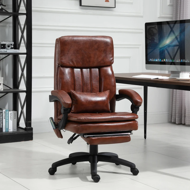 Vinsetto Faux Leather Adjustable Heated & Massaging Office Chair w/ Lumbar and Leg Support