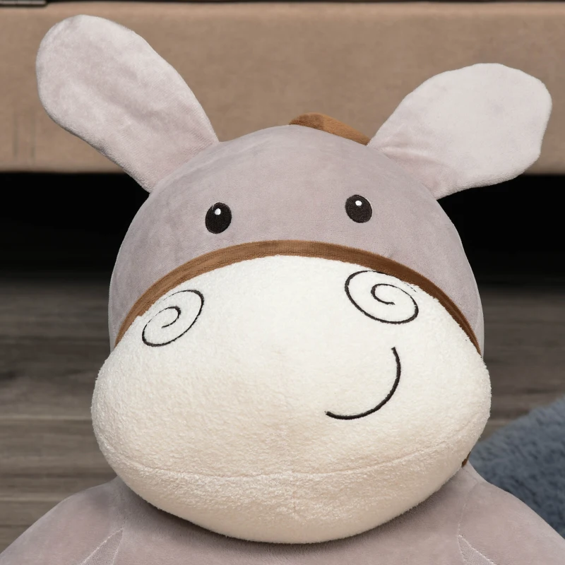 HOMCOM Toddlercouch, Cartoon Cute Donkey Multi-functional with Armrest Flannel PP Cotton 60 x 55 x 60cm Grey