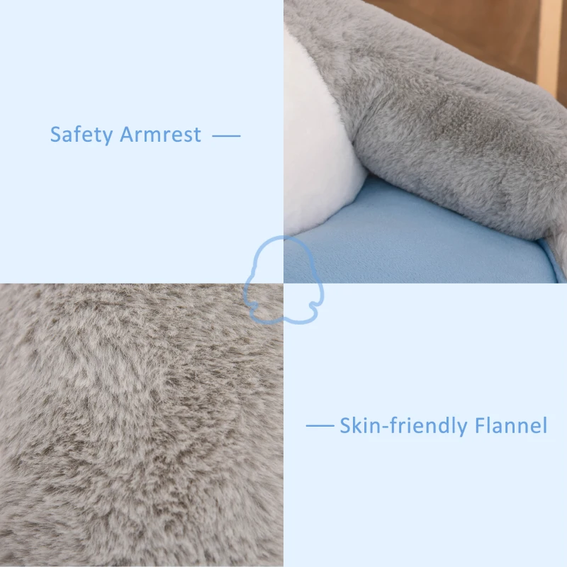 HOMCOM Animal Kids Sofa Chair Cartoon Cute Penguin Plush Armchair for 18-36 months Grey