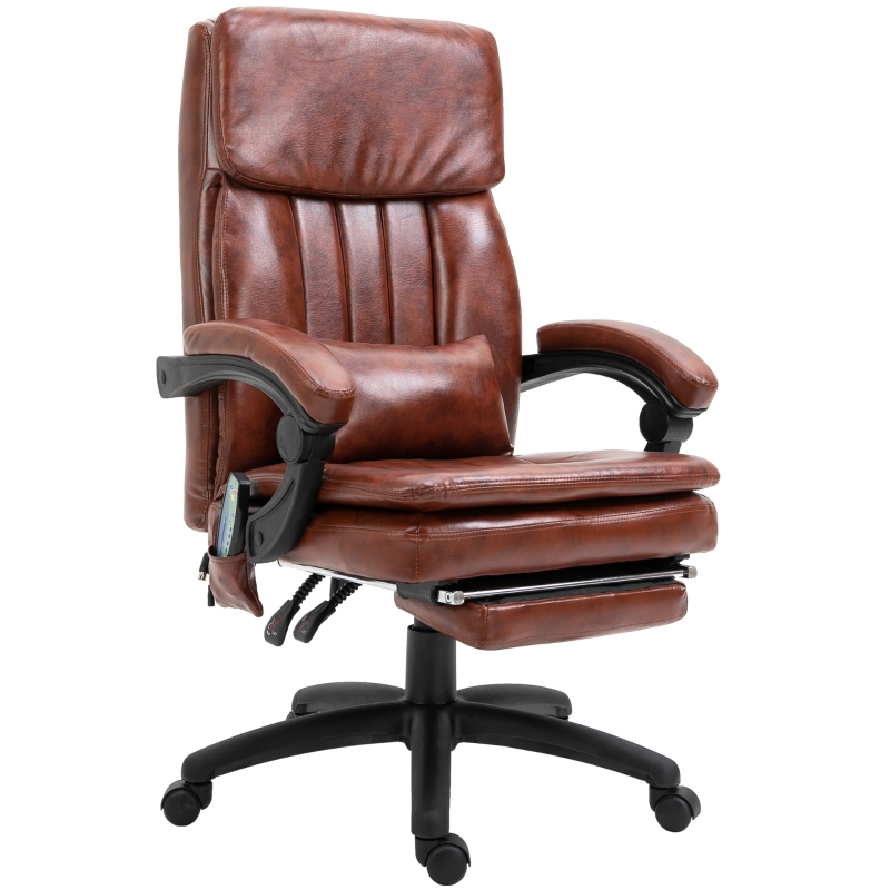 Vinsetto Faux Leather Adjustable Heated & Massaging Office Chair w/ Lumbar and Leg Support
