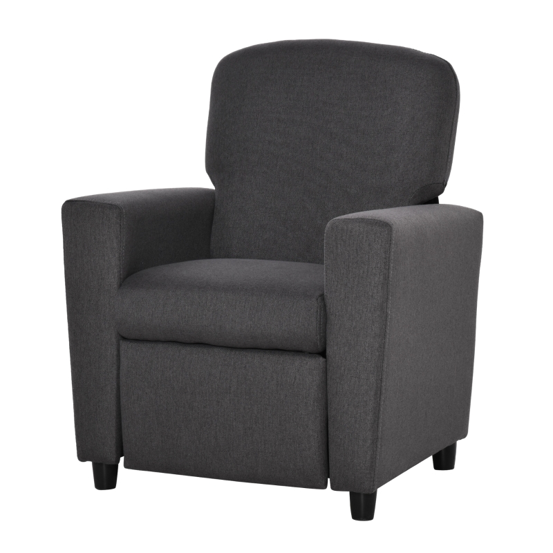 HOMCOM Kids Sofa with Footrest Linen Recliner Upholstered Armchair for Playroom Grey