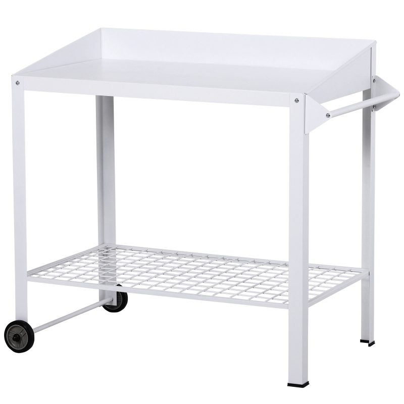 Outsunny Garden Outdoor Metal Potting Table Bench Planting Workstation