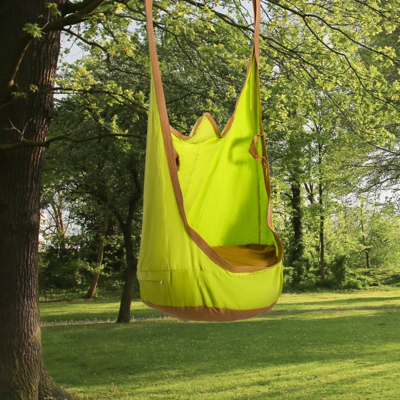 Outsunny Hanging Pod Swing Seat Cotton Child Hammock Chair w/ Cushion for Indoor Outdoor