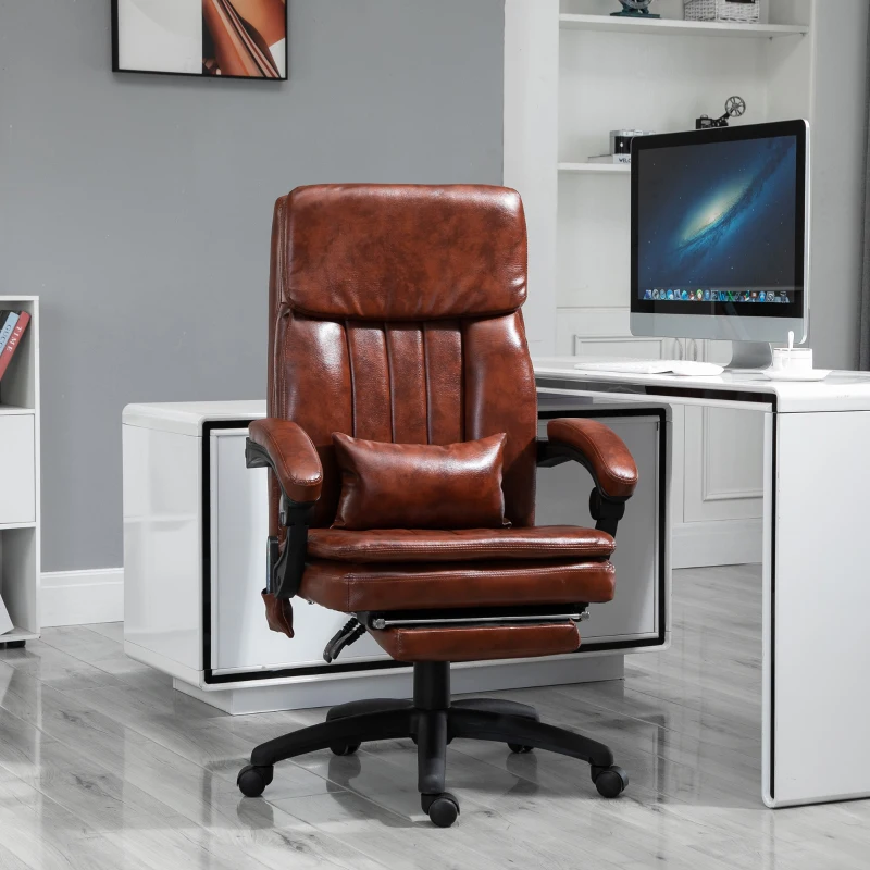 Vinsetto Faux Leather Adjustable Heated & Massaging Office Chair w/ Lumbar and Leg Support