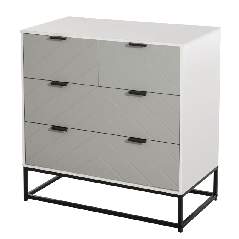 HOMCOM Chest of Drawers Particle Board 3-Tier Drawer Carbinet Grey/White