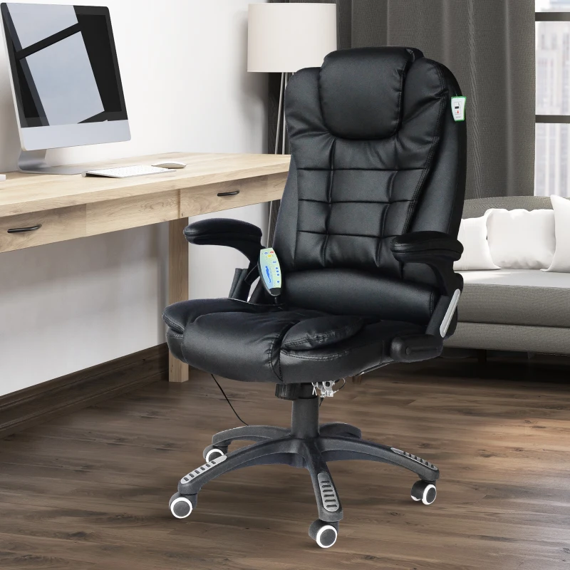 HOMCOM PU Leather Office W/Massage Function, High Back-Black