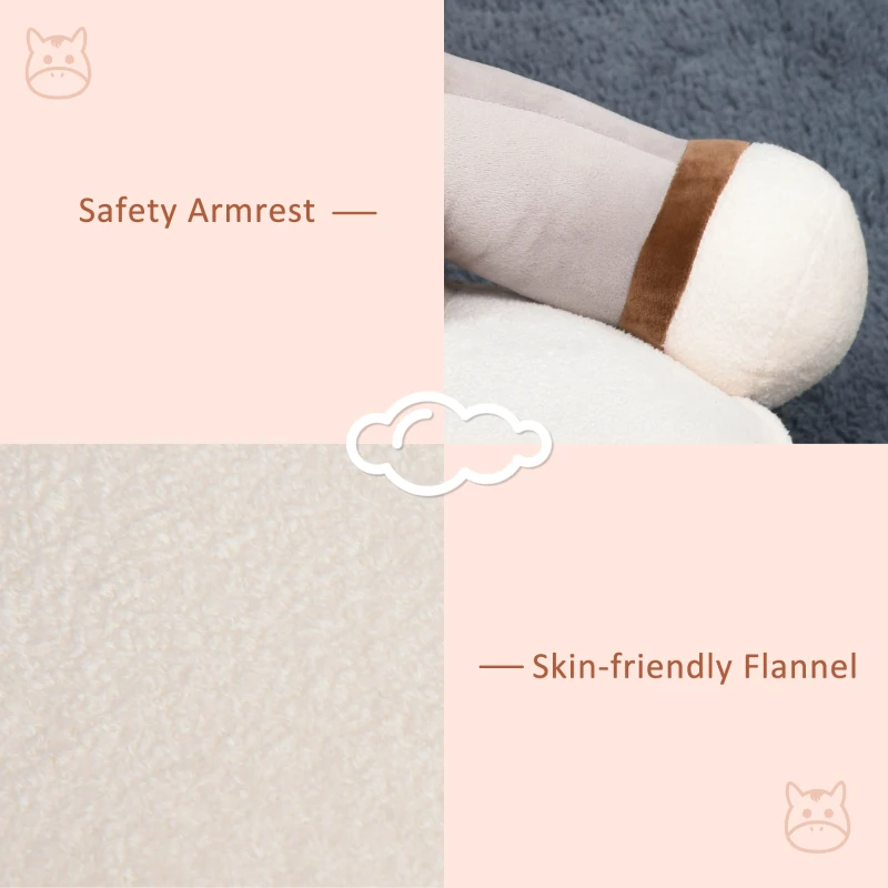 HOMCOM Toddlercouch, Cartoon Cute Donkey Multi-functional with Armrest Flannel PP Cotton 60 x 55 x 60cm Grey