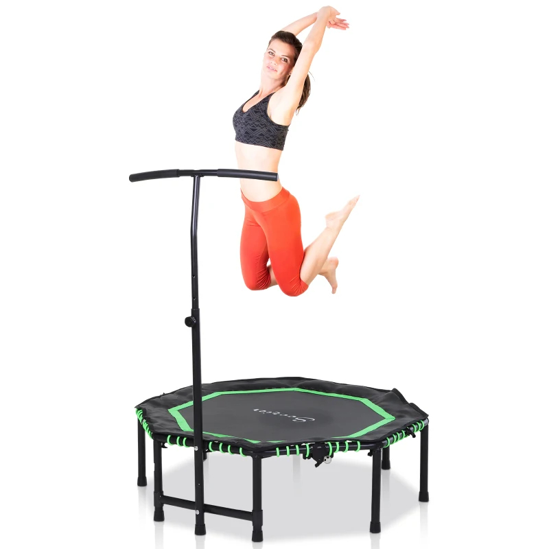 HOMCOM 48" 3.75ft Mini Hexagon Steel Frame Trampoline w/ Adjustable Handle Green