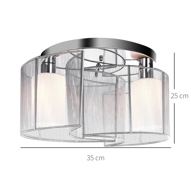 HOMCOM plafondlamp plafondlamp 50W modern design E27 lampvoet ideaal voor slaapkamers, woonkamers, keukens, hal sterke helderheid crème wit Ø 35 x 25 cm