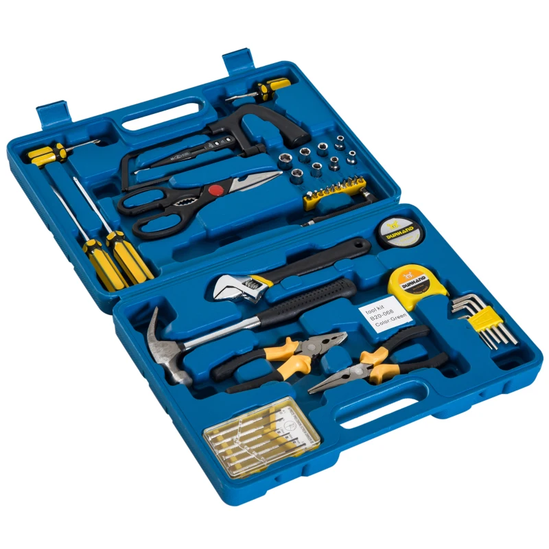 DURHAND Juego de Herramientas 44 Piezas Caja Maletín de Herramientas para Reparación Profesional Hogar Metal Azul