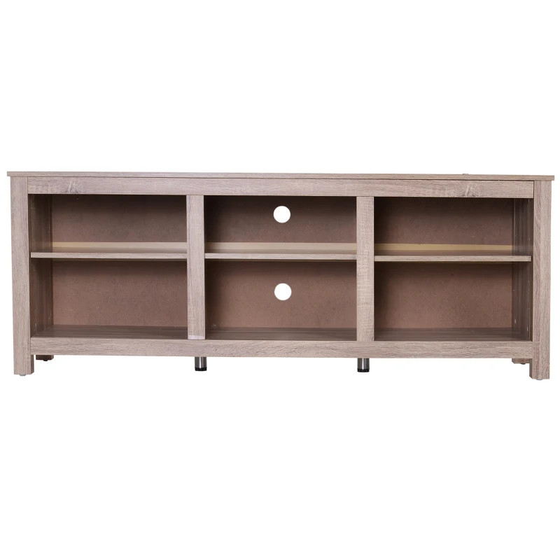HOMCOM Mesa Soporte TV Multimedia Mueble TV Estantería Multiusos de Salón Comedor Mesa para TV con 3 Estantes Ajustables 160x40x61cm Carga 70kg Madera
