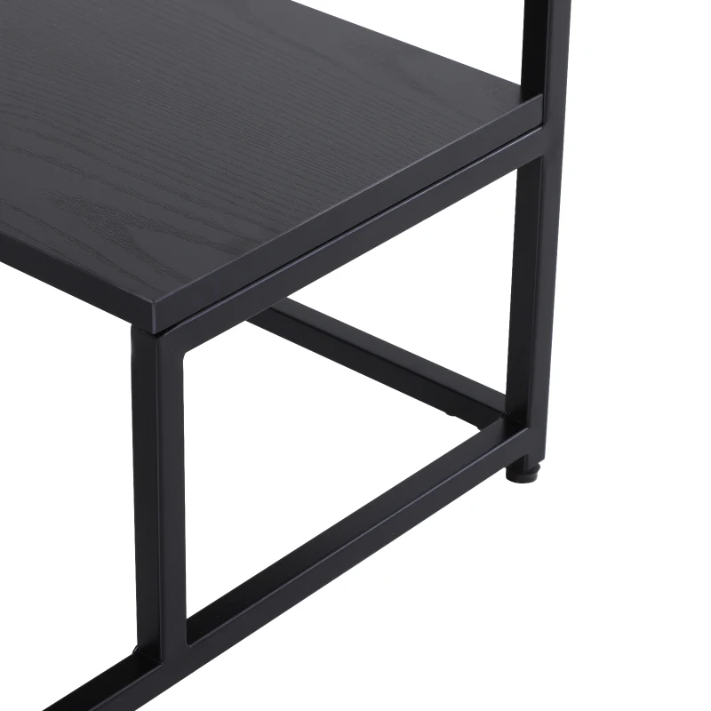 Mesa de Centro para Salón con Estante Inferior Mesilla de Noche Mesita Auxiliar para Dormitorio 46x46x57cm Negro