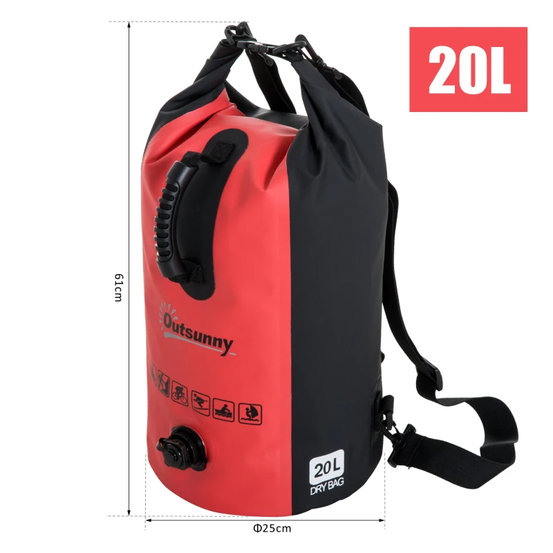 Bolsa Estanca 20L PVC Bolsa Seca Impermeable Mochila con Correa Ajustable para Deporte Aire Libre Φ25x61cm