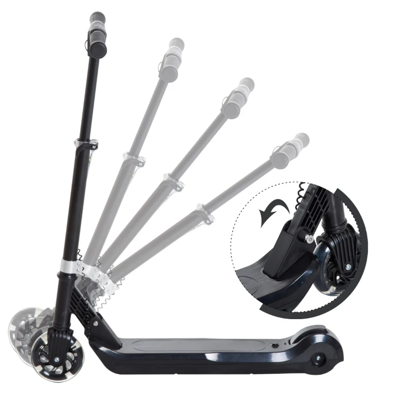 HOMCOM Patinete Eléctrico Niño 7-14 Años Scooter Manopatín Niño con Manillar Ajustable Plegable con Doble Freno Carga 45kg 70x34x70-84cm Estructura Aluminio Negro