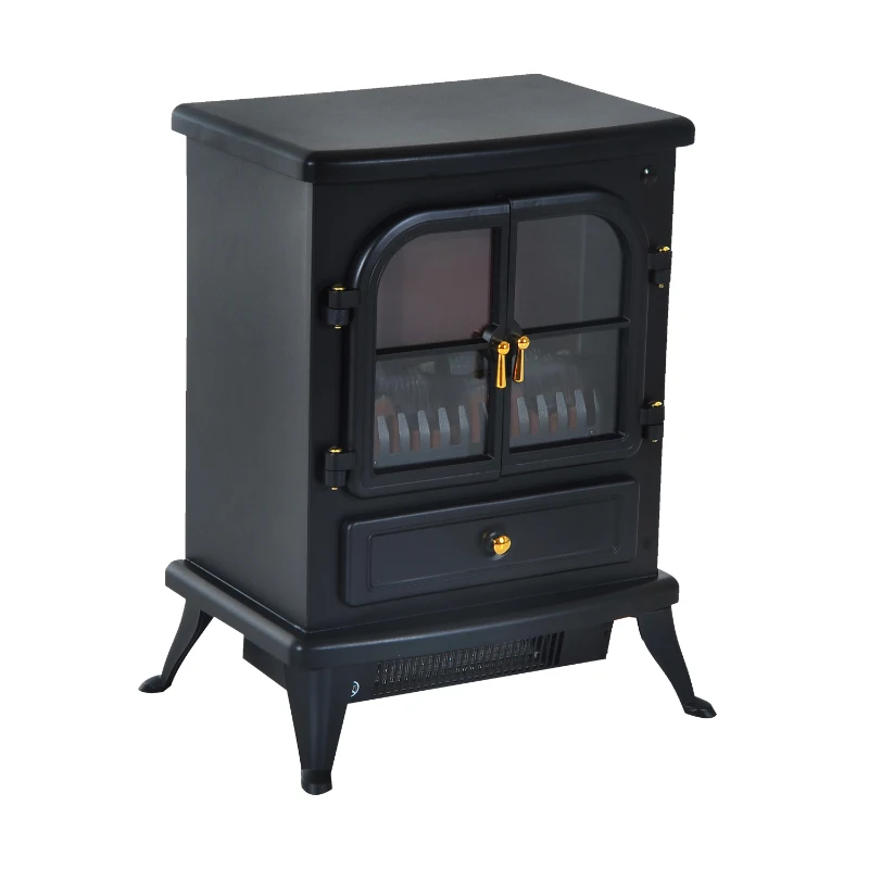 HOMCOM Chimenea Eléctrica con Mando a Distancia con Efecto Llama LED 42,5x28x54 cm Negro